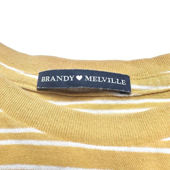 Brandy Melville | Women | Aleena Mustard Yellow Striped Boxy Tee | One Size - Picture 7 of 12